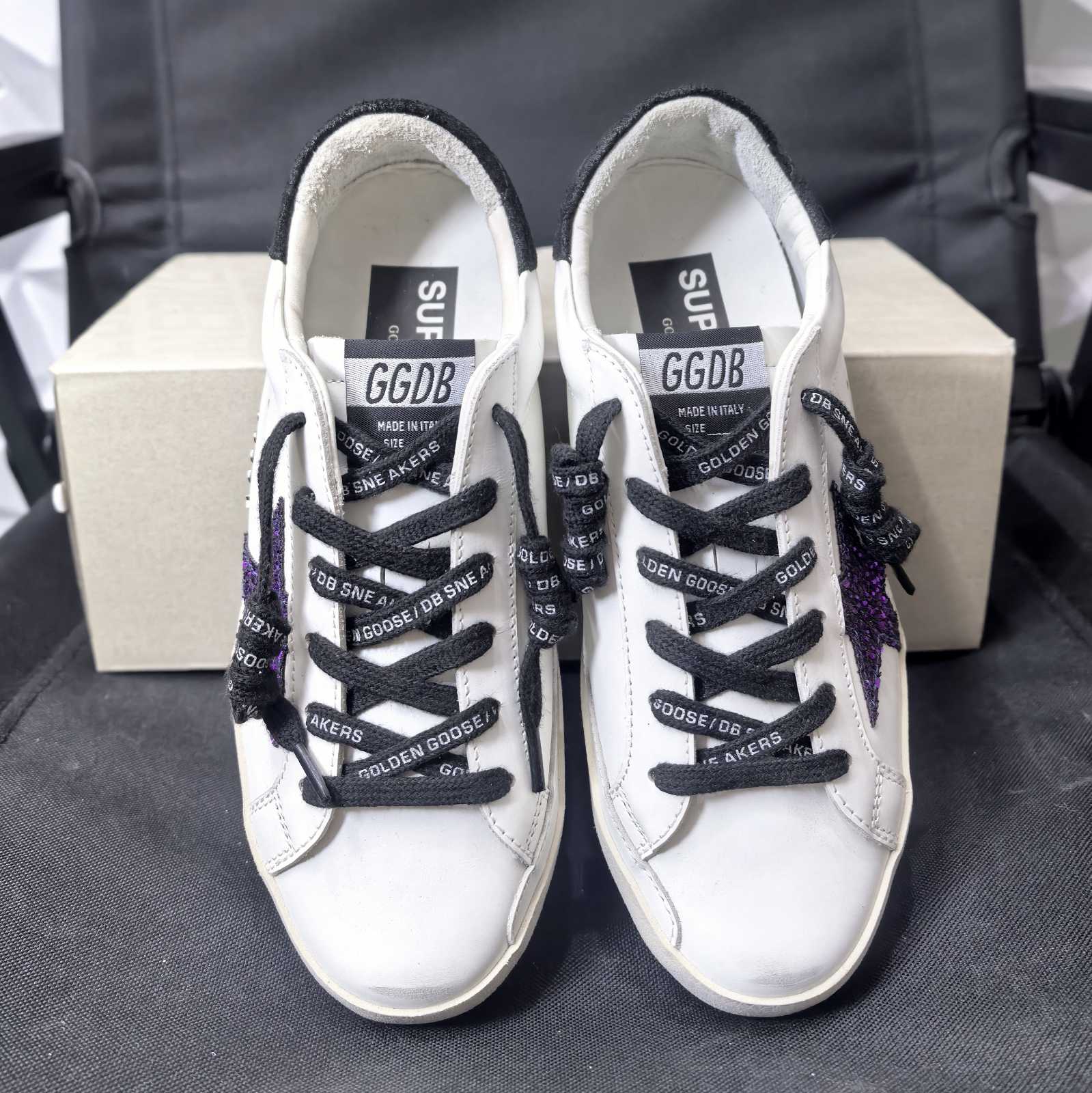 Golden Goose Super Star Glitter Purple Star Black Tab - Foshan
